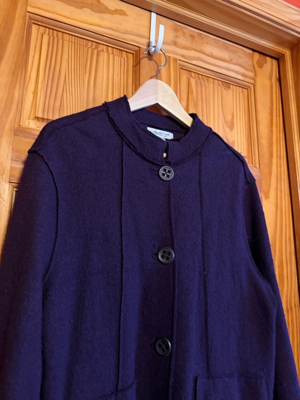 Coldwater Creek Deep Purple Wool Blend Round-Neck Button Sweater Jacket - Picture 3 of 7